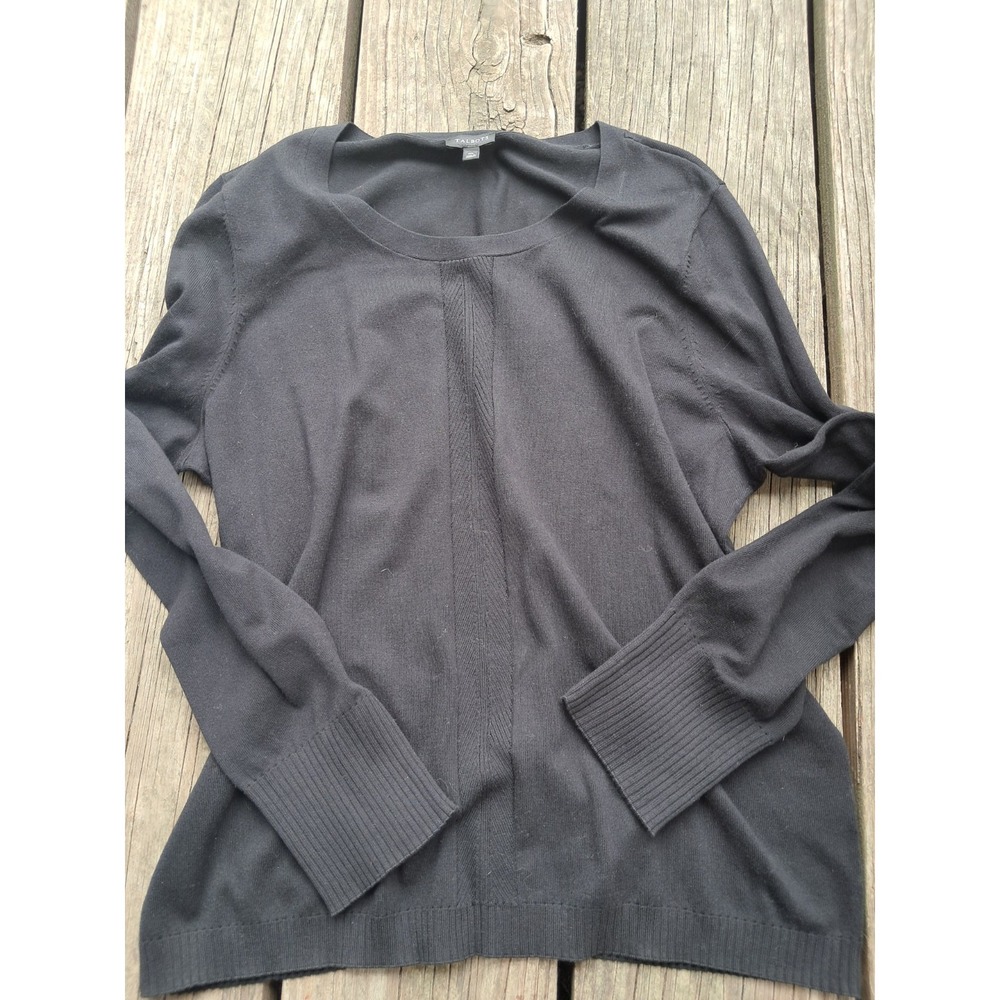 TALBOTS Sz Xl Black COTTON MODAL Blend Turtleneck Sweater Top C4